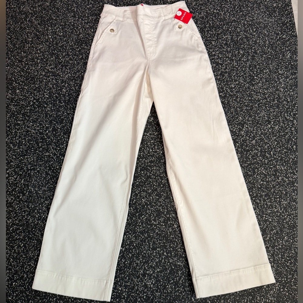 SPANX White Stretch Twill High-Rise Cropped Pants - Tall